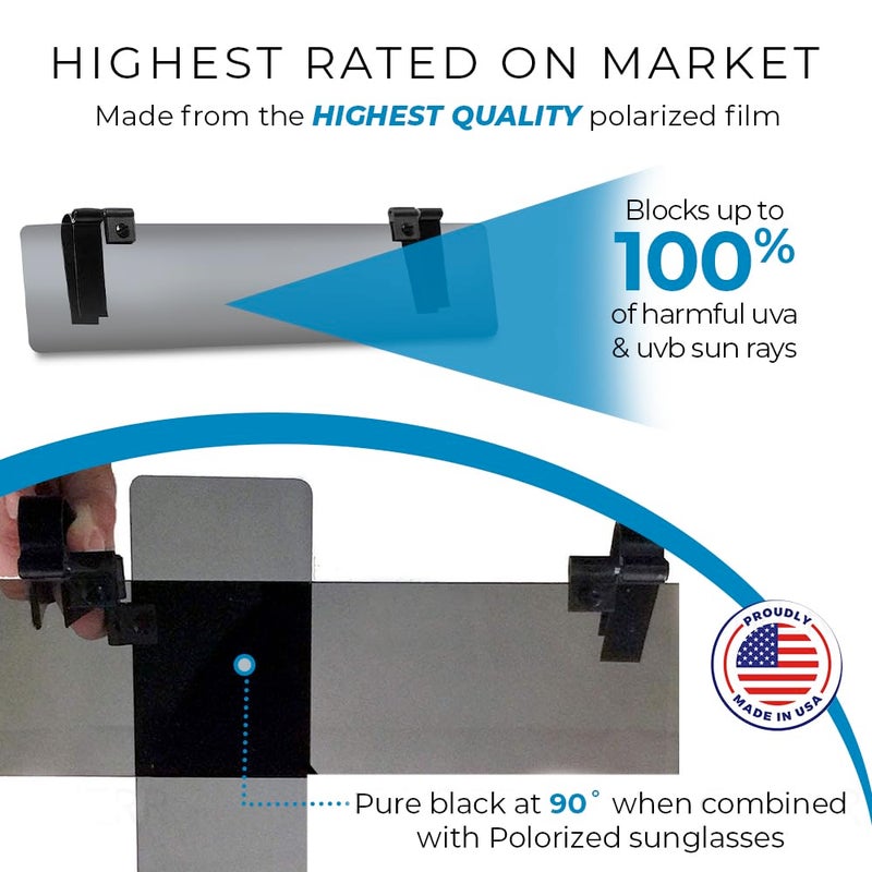 GLARE GUARD G Glare Guard Polarized Car Sun Visor Extender  Anti-Glare Sun Visor Extension for Car Protects Glare/UV Rays  Car Visor Extender Sun Blocker Universal 14 x 3.25 Blocker for Cars  Trucks & SUVs USA Made - Image 2